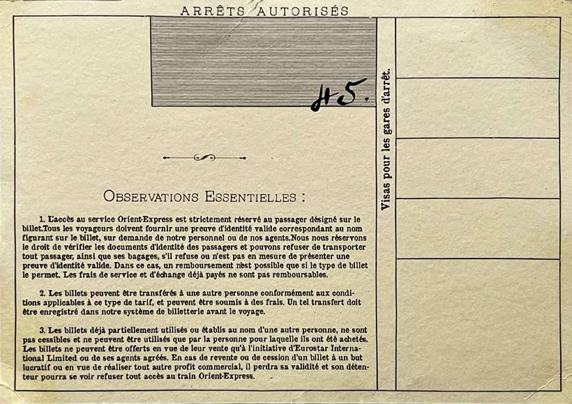 TicketBack Passport control ticket for travel validation with detailed notes and instructions on legitimate travel documentation and procedure, vintage transportation document, historical transportation paper, travel compliance form.